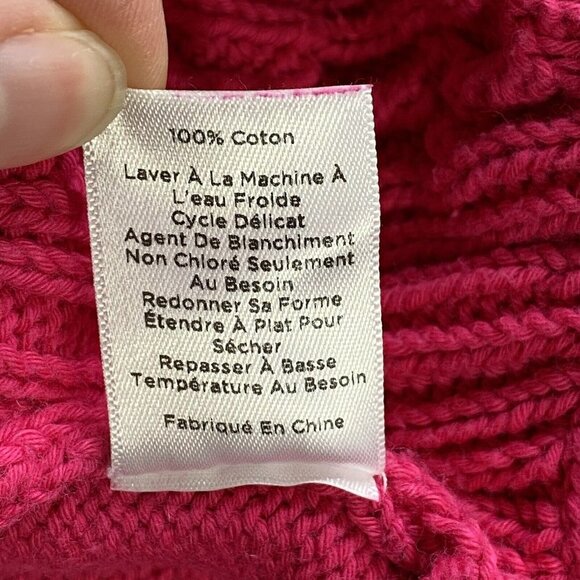 Talbots Sweater Womens M Petite Pink Cable Knit Pullover Barbiecore Cuff Sleeves - Picture 10 of 10